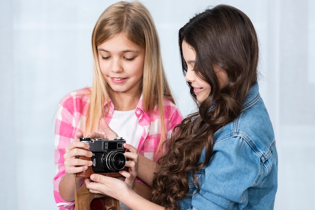 Pretty girls looking at camera