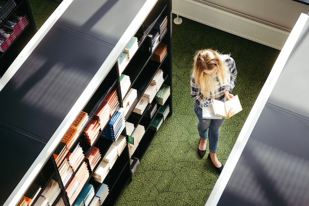 Pretty woman in library