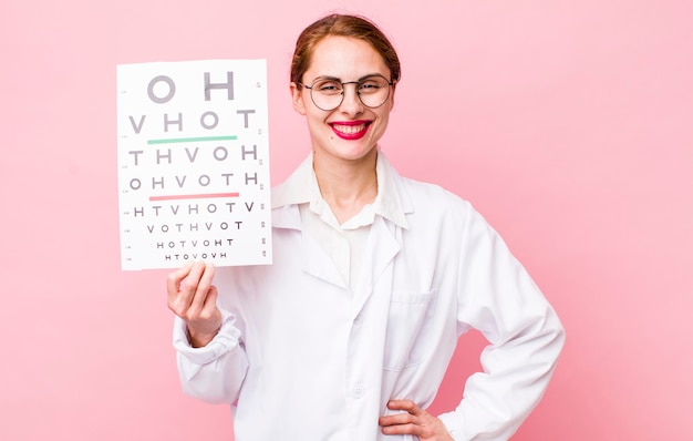 Free Photo pretty woman with an optical vision test