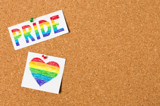 Free photo pride concept on cork background