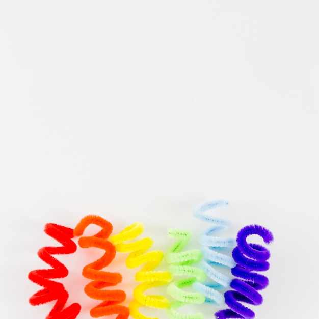 Pride flag with colorful chenille stems