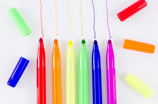 Pride flag with colorful felt-tip pen