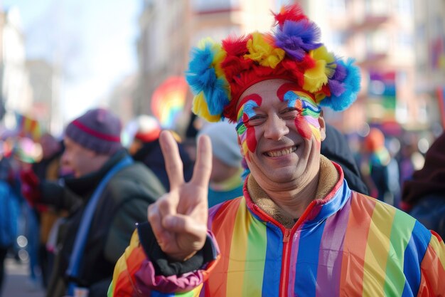 Pride scene with rainbow colors and men celebrating their sexuality