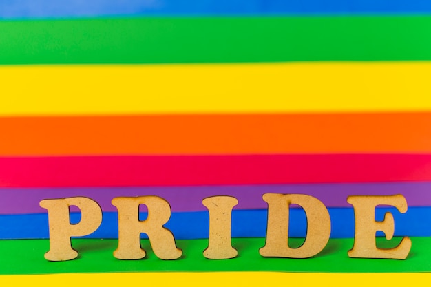 Free photo pride word and lgbt flag