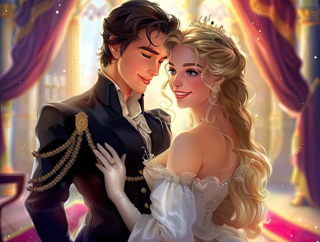 Free Photo princess and prince digital art