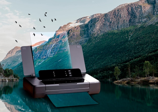 Free Photo printer in nature concept