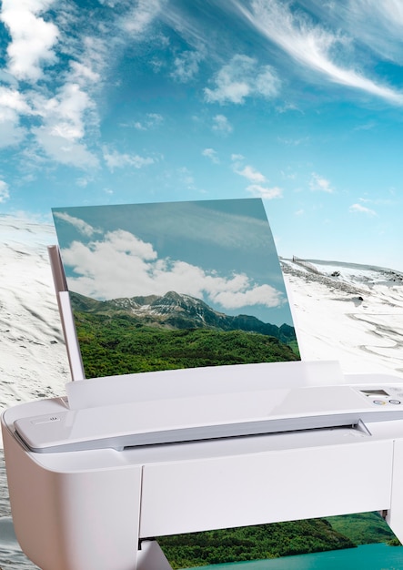 Printer in nature concept