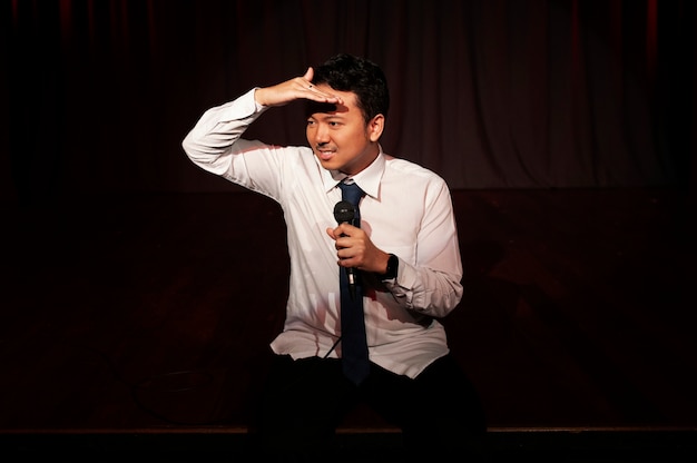 Free photo the process of creating stand up comedy