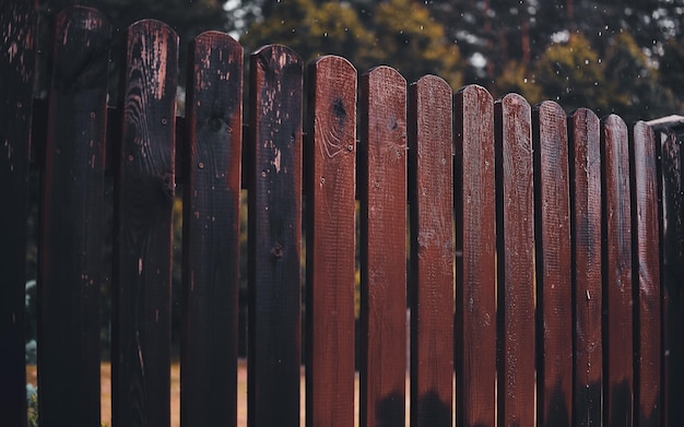 Process of renovation of garden fence with nobody on the photo.