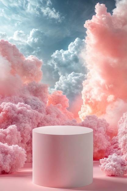 Product showcasing platforms with dreamy colors and aesthetic