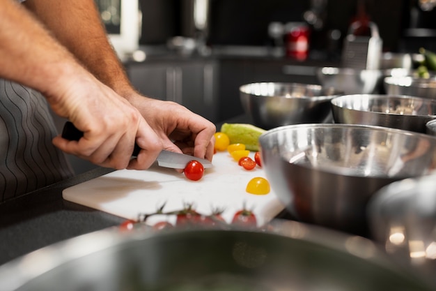 Professional chef preparing food in the kitchen