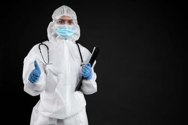 Professional doctor wearing pandemic medical equipment