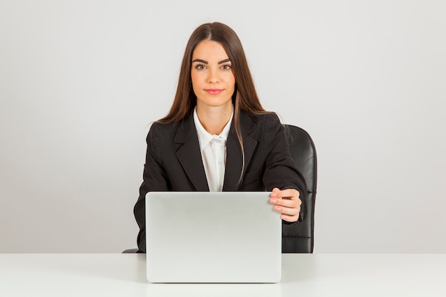 Professional worker with laptop