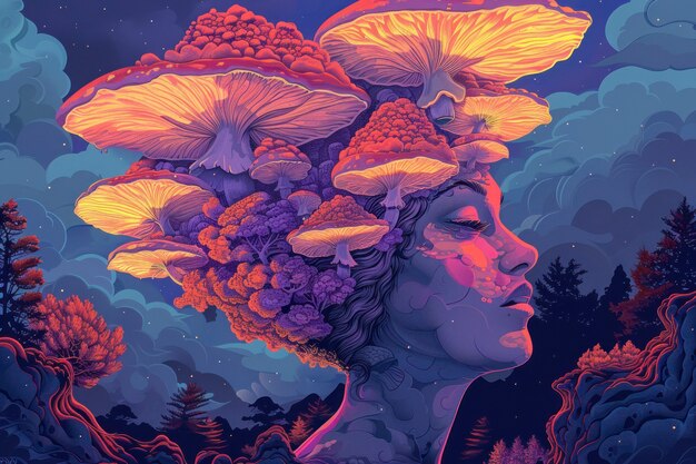 Psychedelic girl illustration