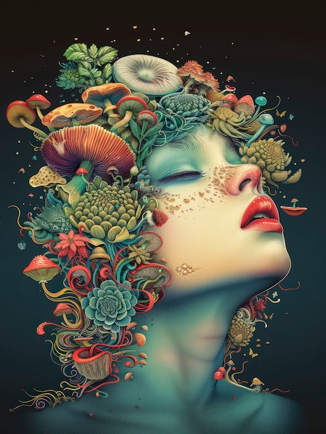 Free Photo psychedelic girl illustration