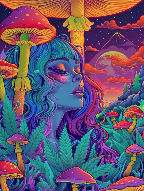 Psychedelic girl illustration