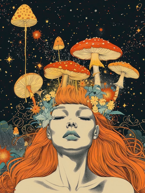 Free Photo psychedelic girl illustration