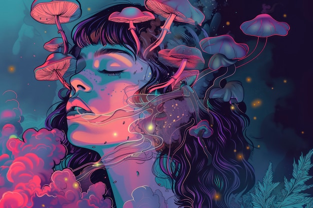 Free photo psychedelic girl illustration