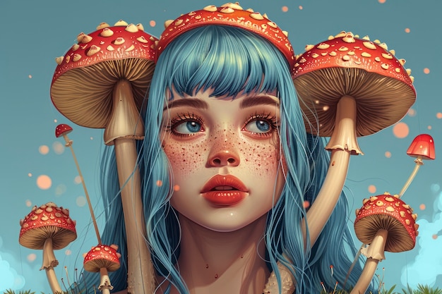 Psychedelic girl illustration