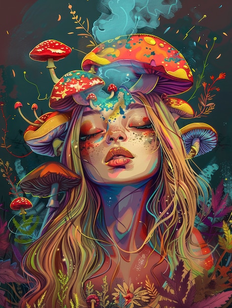 Psychedelic girl illustration