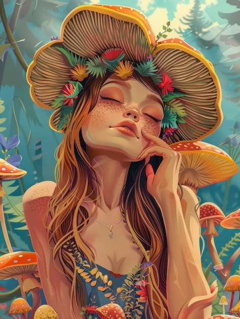 Free photo psychedelic girl illustration