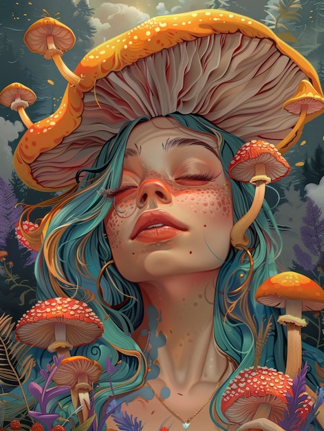 Psychedelic girl illustration