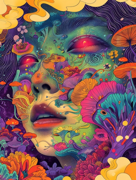 Free Photo psychedelic girl illustration