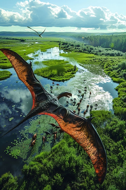 Free photo pterodactylus in natural environment