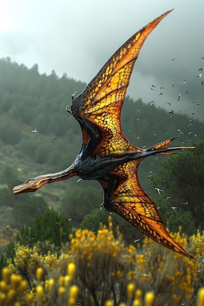 Free photo pterodactylus in natural environment