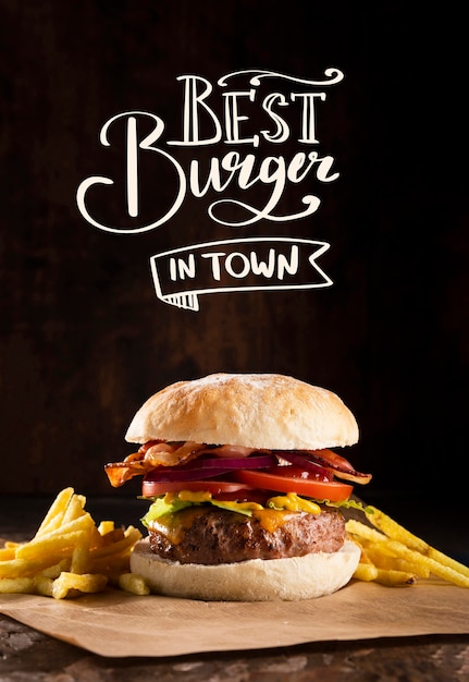 Free Photo pub promo with delicious burger