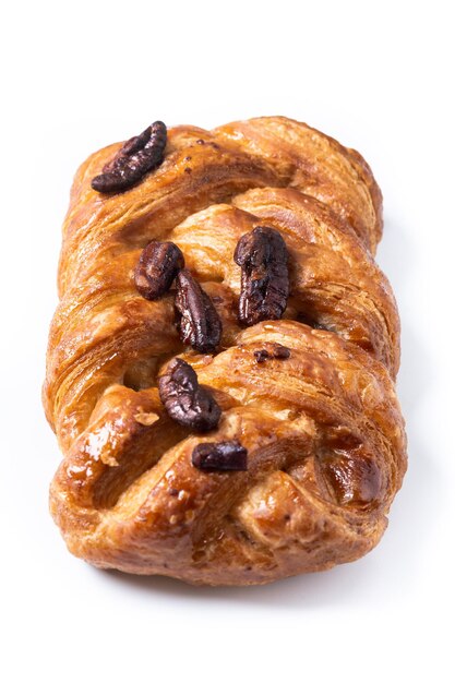 puff pastry with raisins isolated on white background