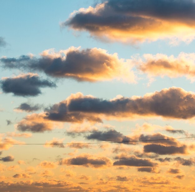 Puffy and colorful sunset clouds