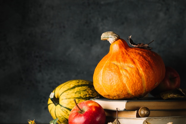 Pumpkin in fall arrangement