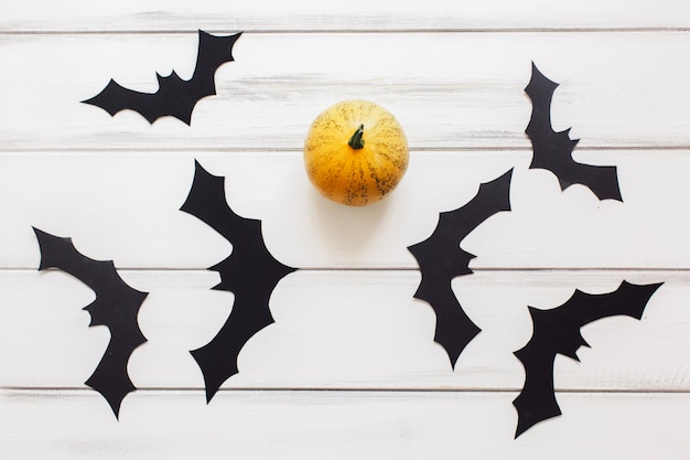 Pumpkin and paper bats