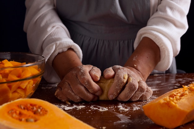 Free photo pumpkin pie making assortment