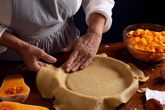 Free photo pumpkin pie making assortment