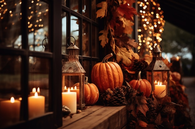 Pumpkins arrangement  indoors