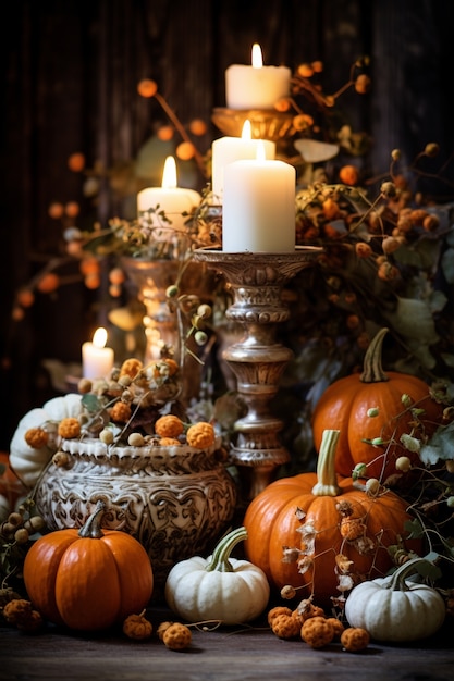 Pumpkins arrangement  indoors