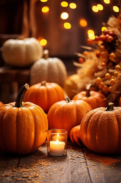 Pumpkins arrangement  indoors