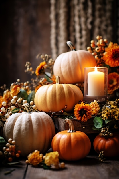 Pumpkins arrangement  indoors