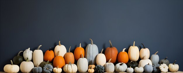 Pumpkins arrangement indoors