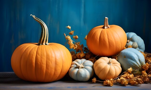 Pumpkins arrangement indoors