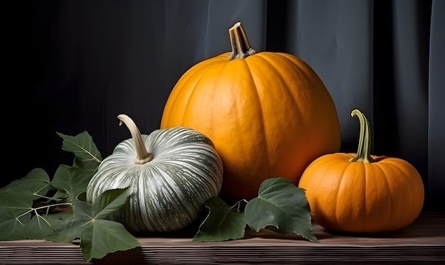 Pumpkins arrangement indoors