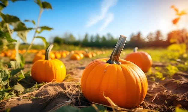 Pumpkins arrangement outdoors