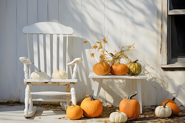 Free photo pumpkins arrangement outdoors