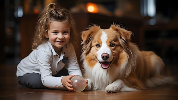 Free photo puppy and child wallpaper