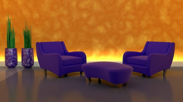 Purple armchairs