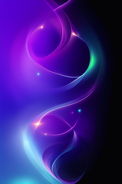 Purple and blue background with a swirl of light and the words'purple '