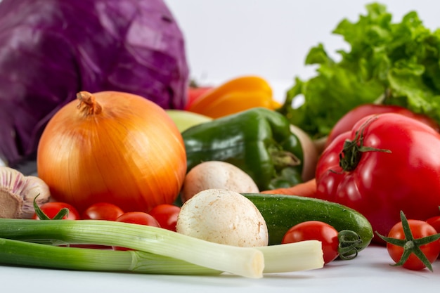 Purple cabbage fresh ripe vegetables on white background