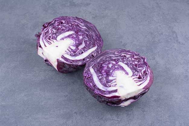 Purple cabbage isolated on blue surface